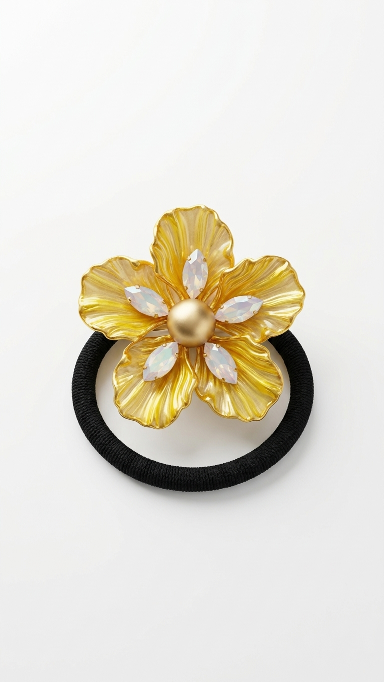 Brooch Petal and crystal Hair Tie (SN-01-0000050)