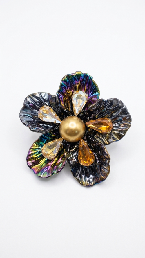 Brooch Petal and crystal Hair Tie (SN-01-0000051)
