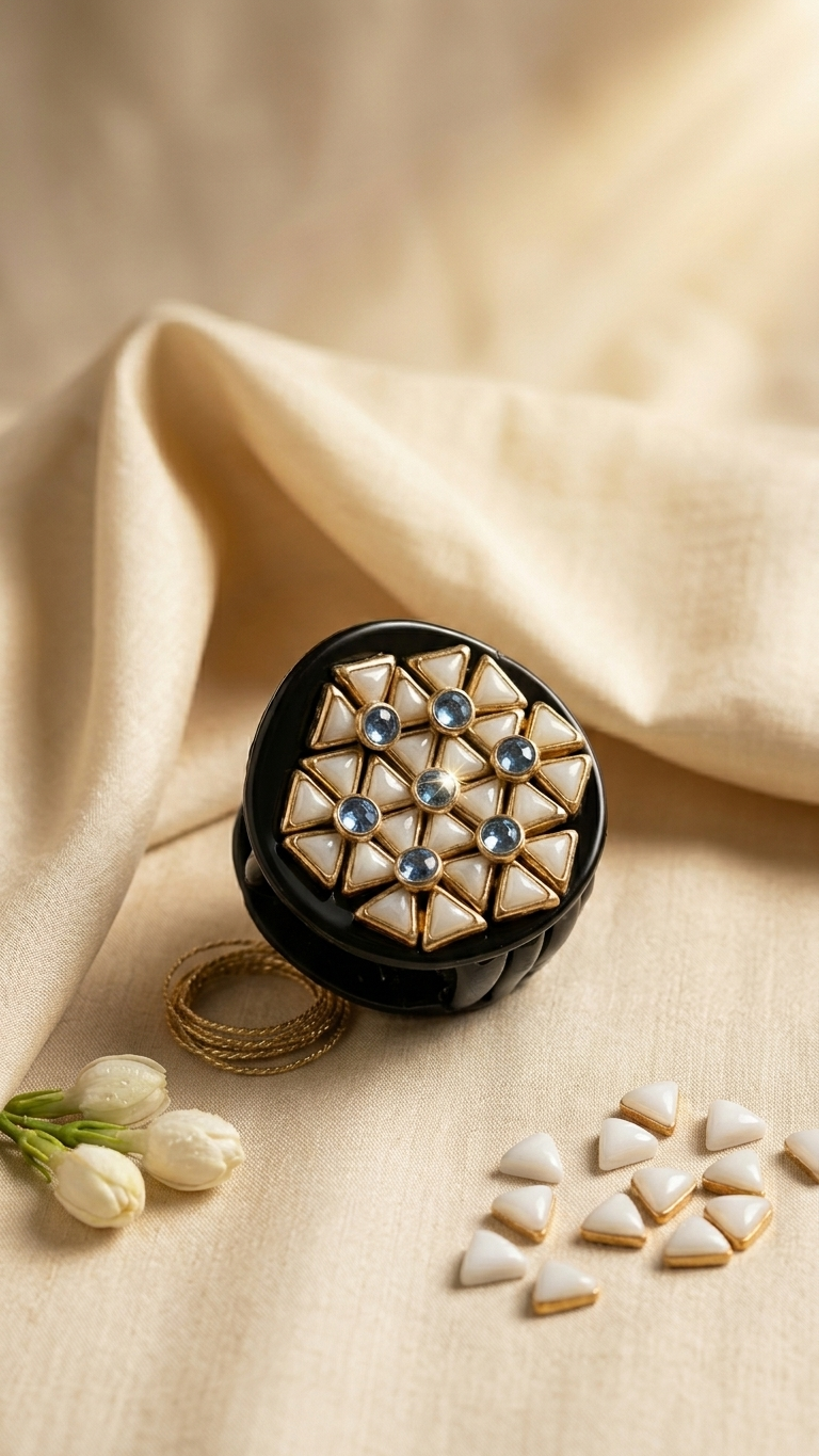Kundan hair clutch big( 6cm*6cm)  SN-01-0000120