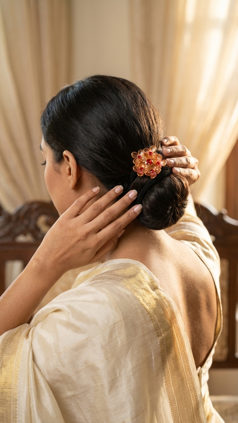 Brooch Petal and crystal Hair Tie (SN-01-0000053)