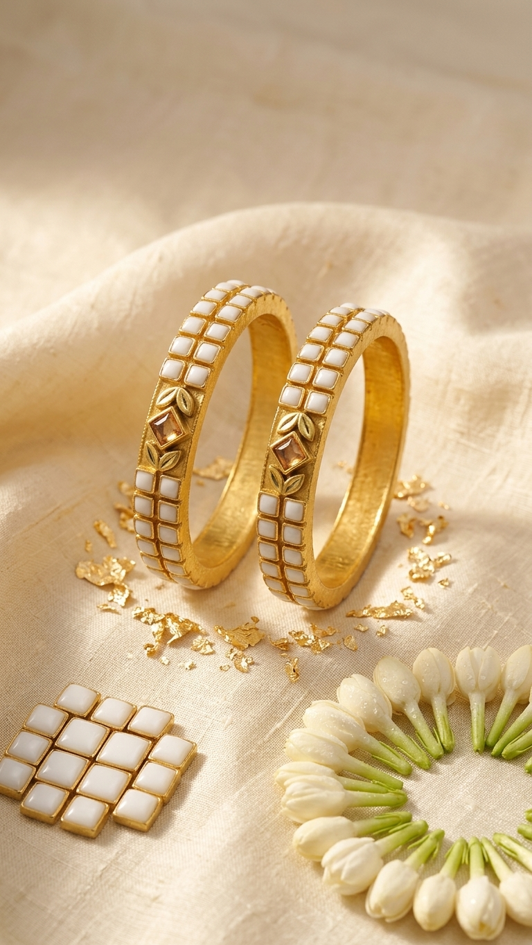 Thin Kundan bangles(Pair) SN-01-0000383