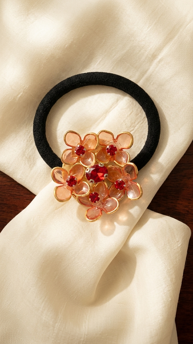 Brooch Petal and crystal Hair Tie (SN-01-0000053)
