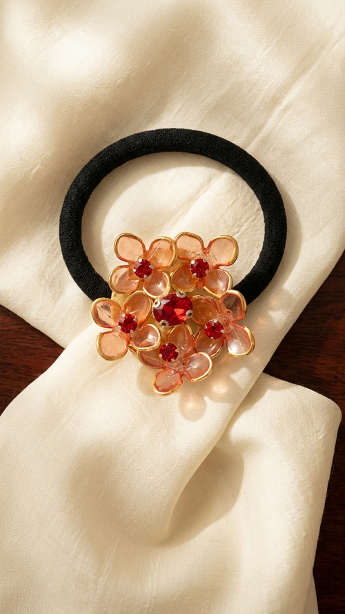 Brooch Petal and crystal Hair Tie (SN-01-0000053)