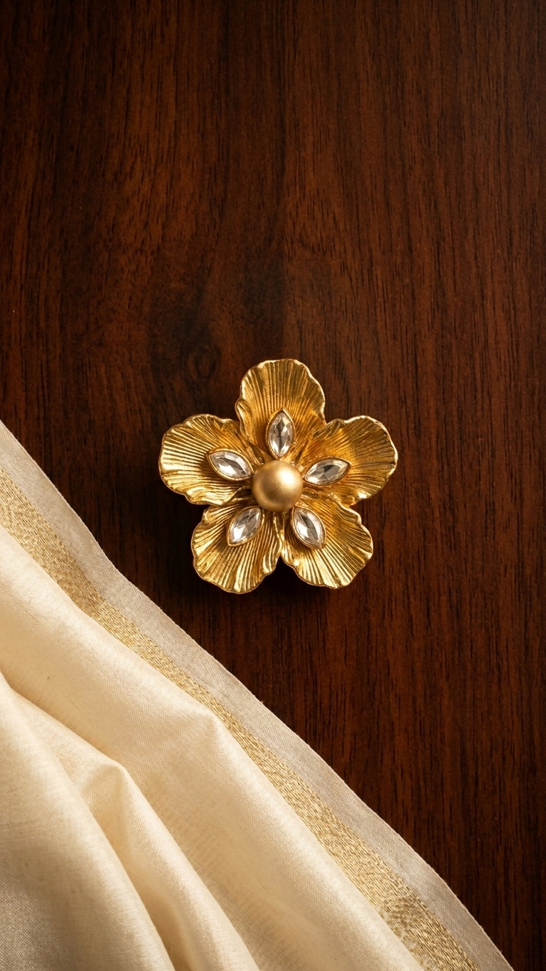 Brooch Petal and crystal Hair Tie (SN-01-0000050)