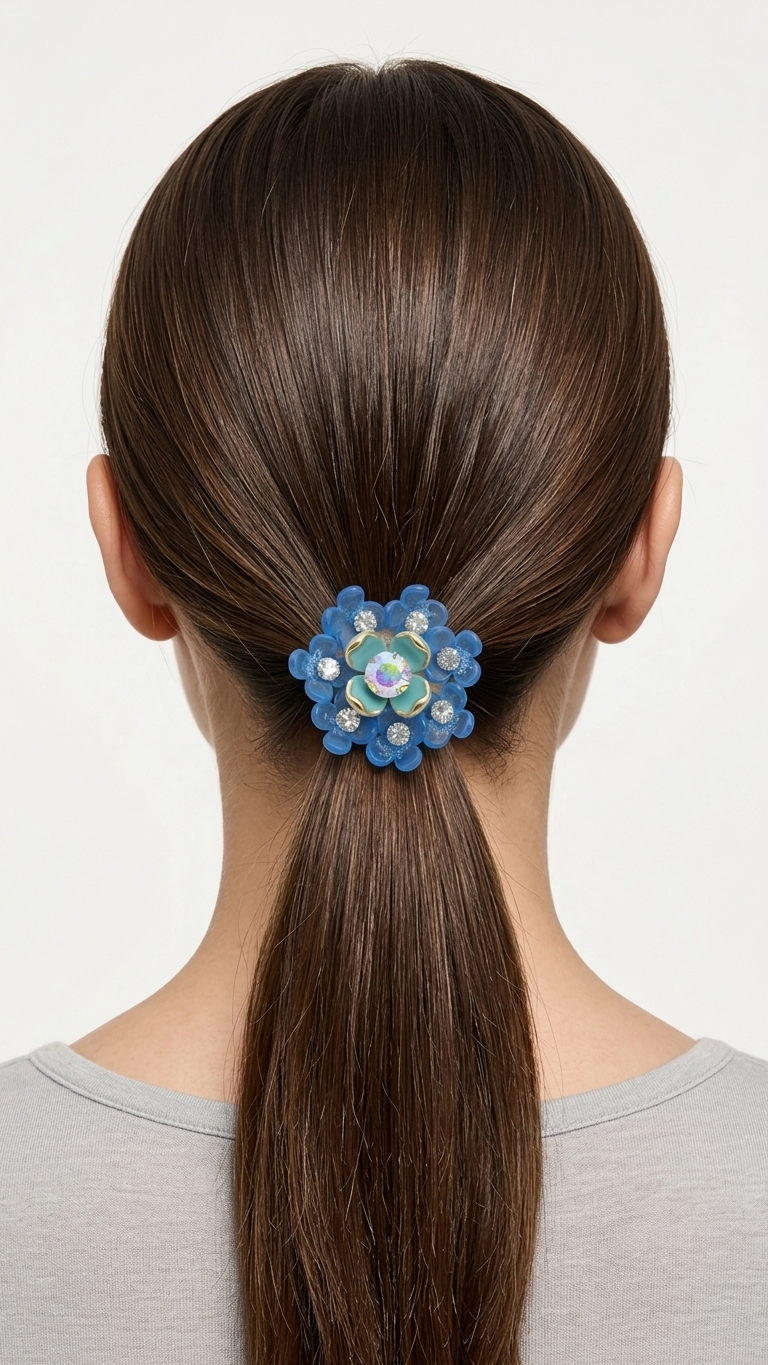 Brooch Petal and crystal Hair Tie (SN-01-0000055)