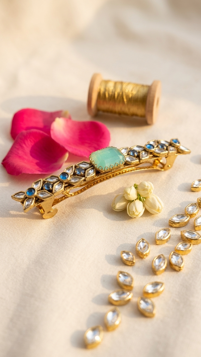 Simple Kundan Clips - 8cm (SN-01-0000010)