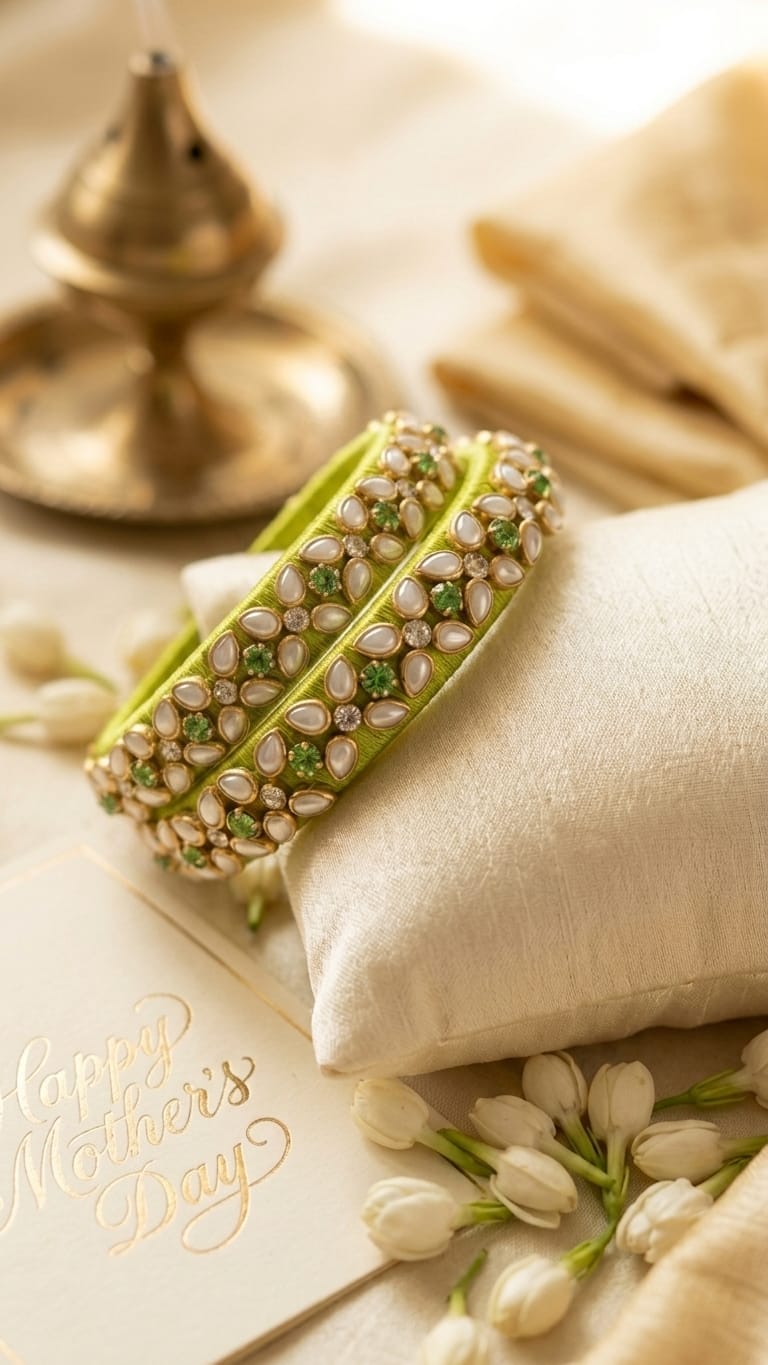 Thin Kundan bangles Pair