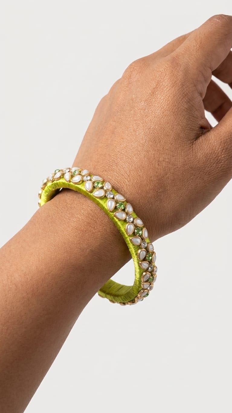 Thin Kundan bangles Pair