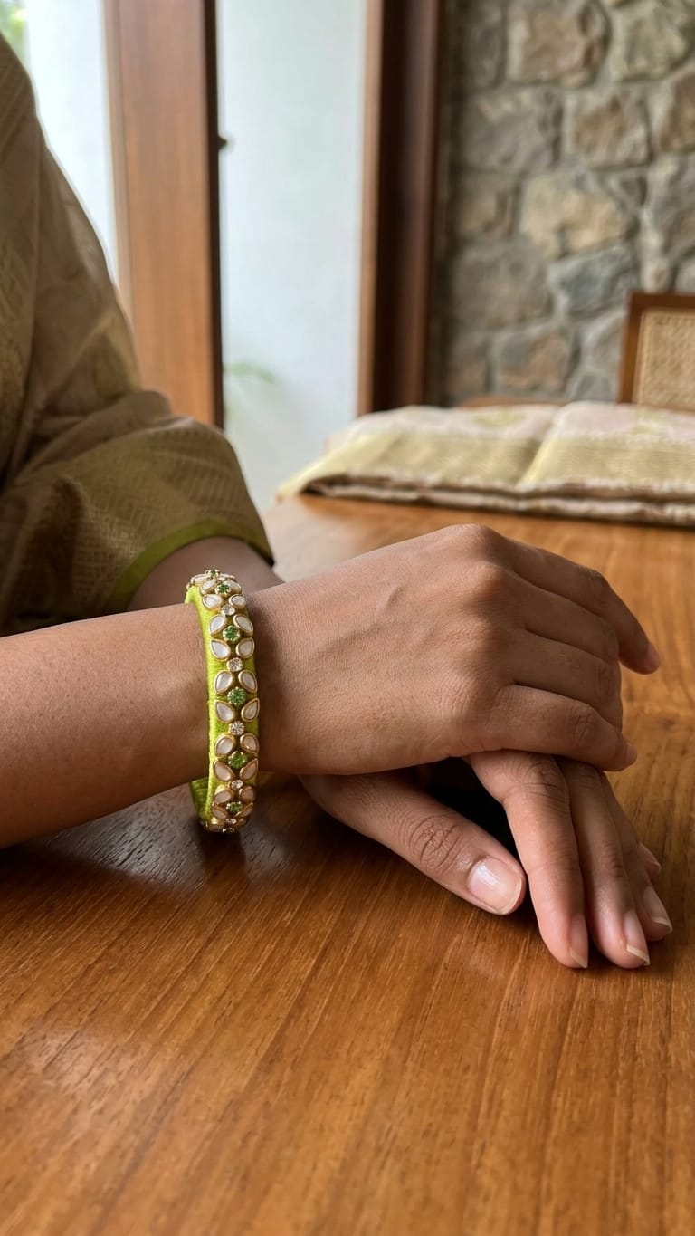 Thin Kundan bangles Pair