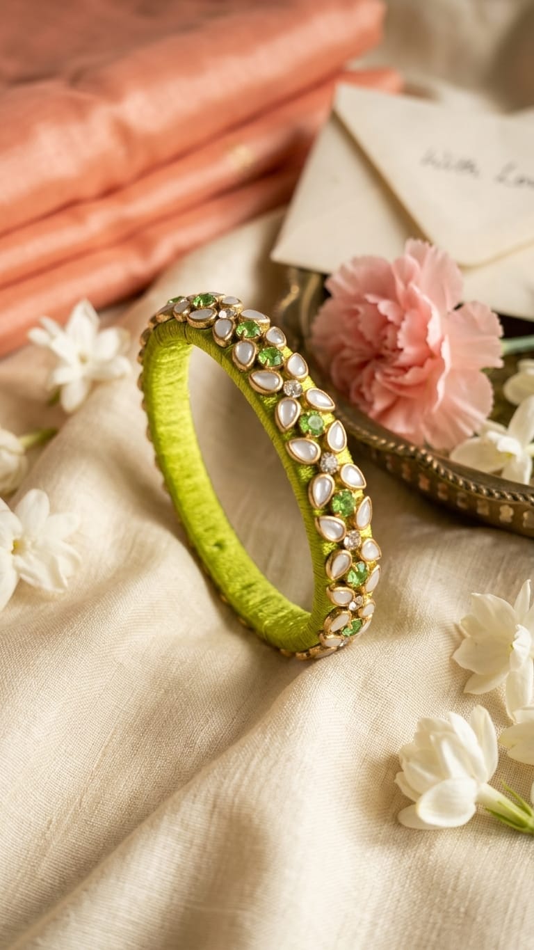 Thin Kundan bangles Pair