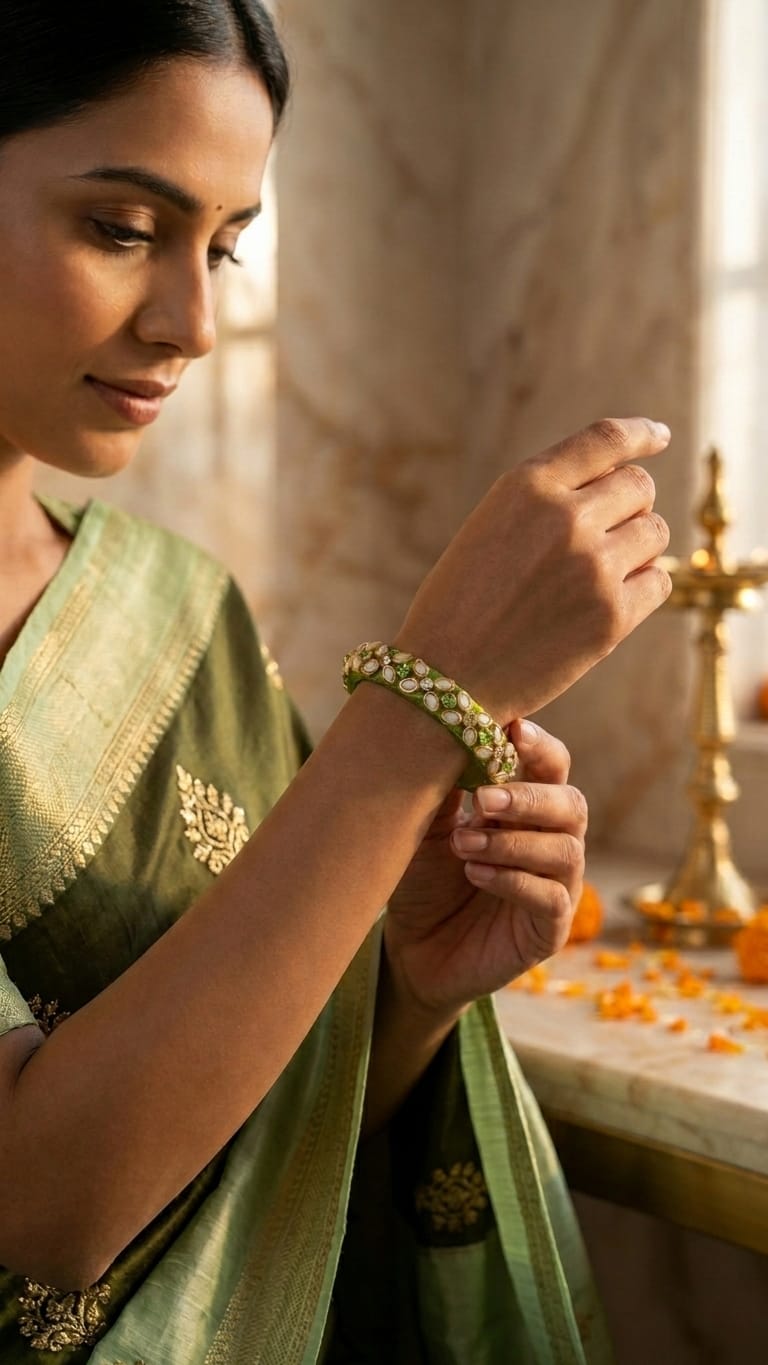 Thin Kundan bangles Pair
