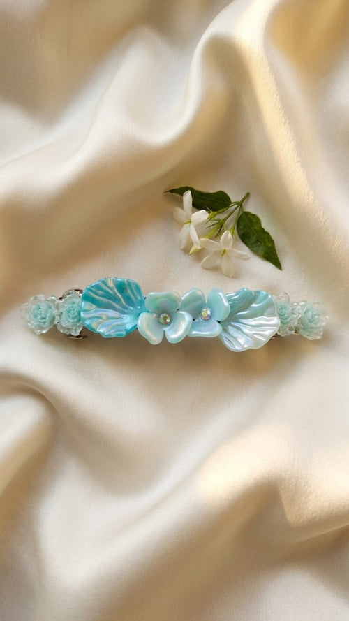 Aqua Lumina Sea-Ripple Floral Brooch