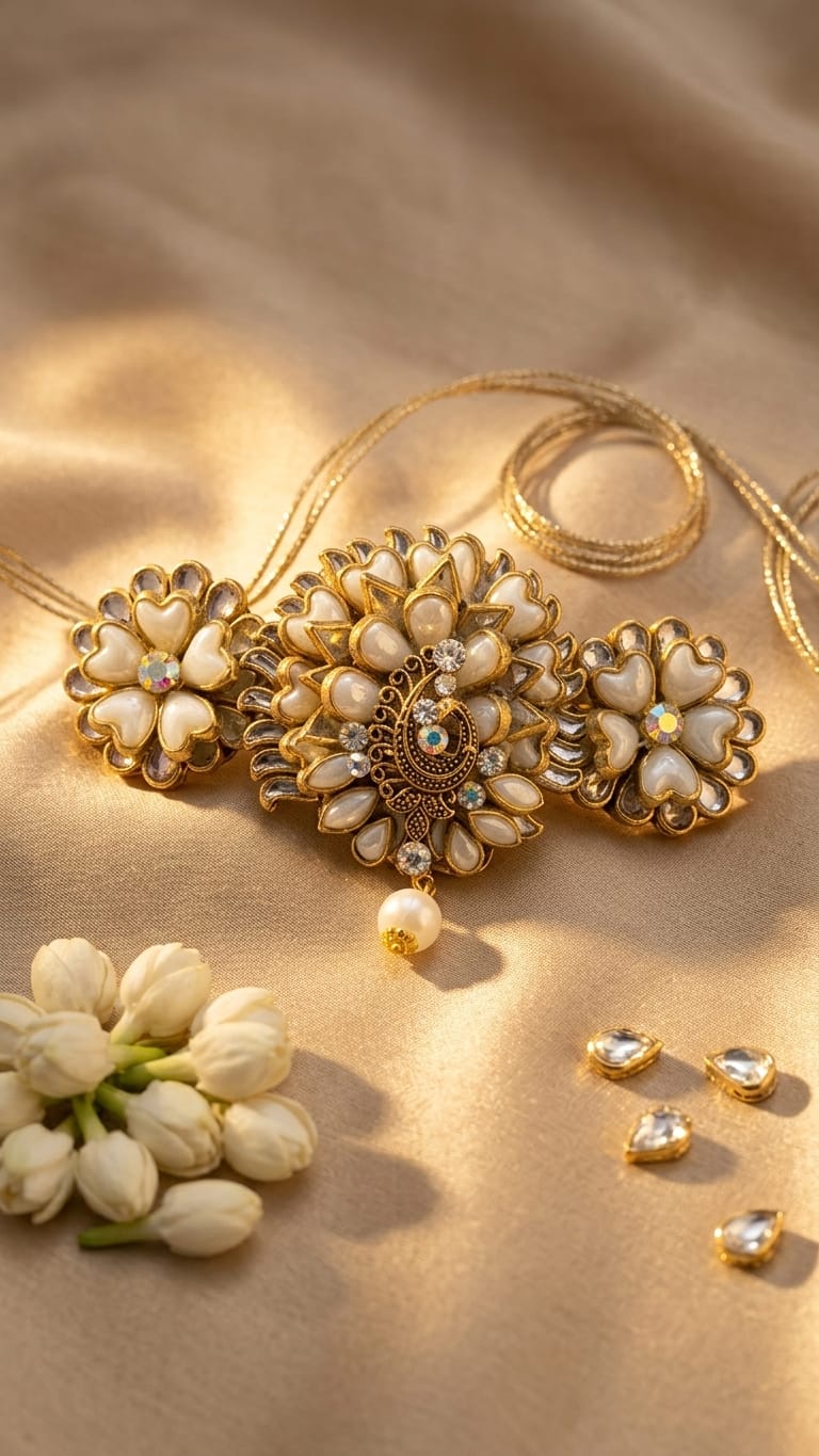 Silk saree kundan clips SN-01-0000412