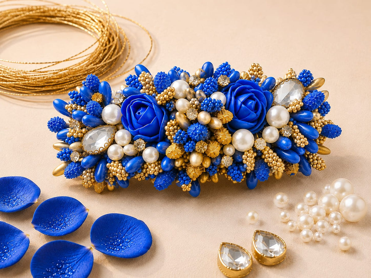 The Sapphire Night Bouquet Hair Clip