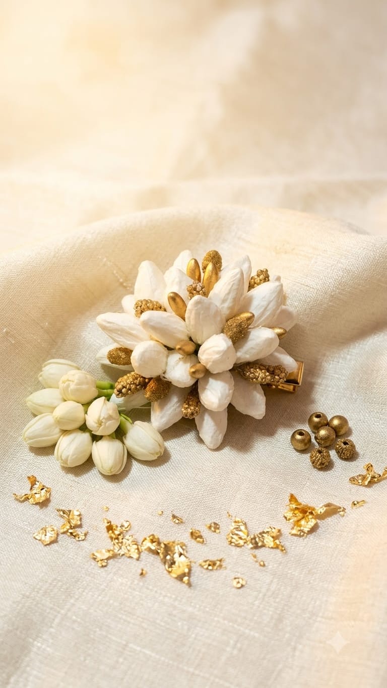 The Gilded Jasmine Dome Hair Clip & Brooch