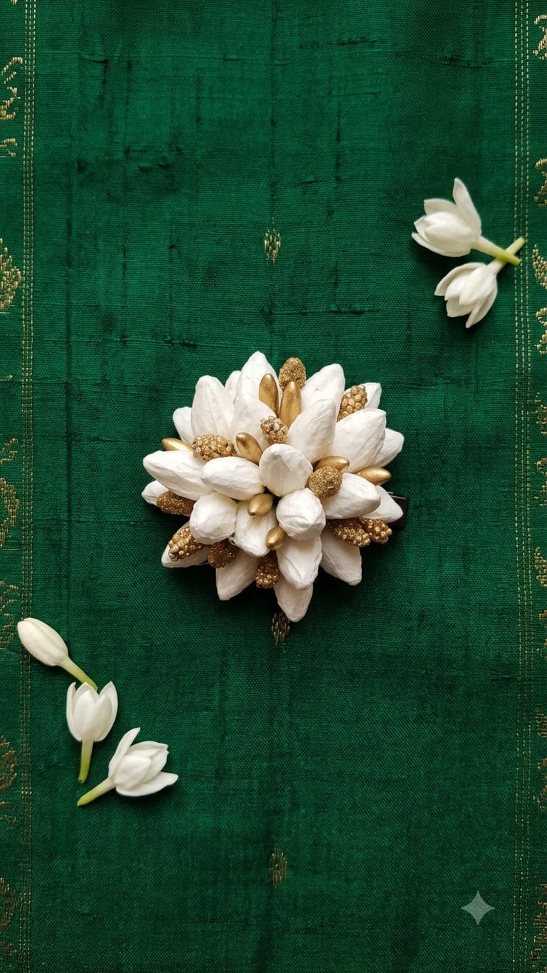 The Ivory Jasmine & Gold Blossom Clip