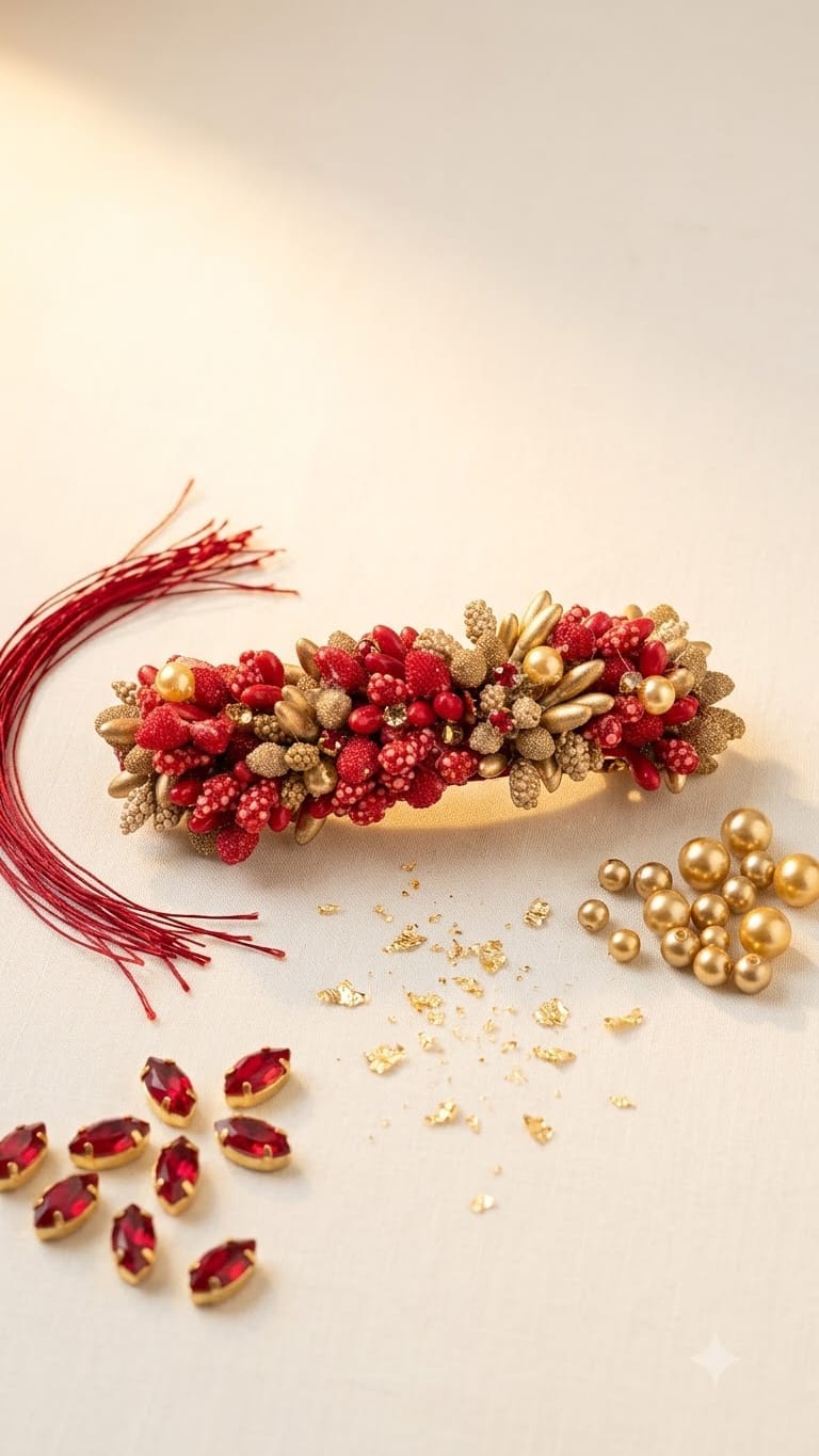The Crimson Berry & Gilded Bud Clip