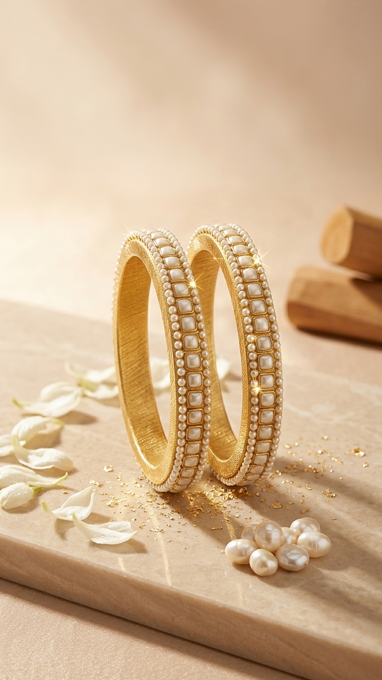 Thin Kundan bangles(Pair) SN-01-0000384
