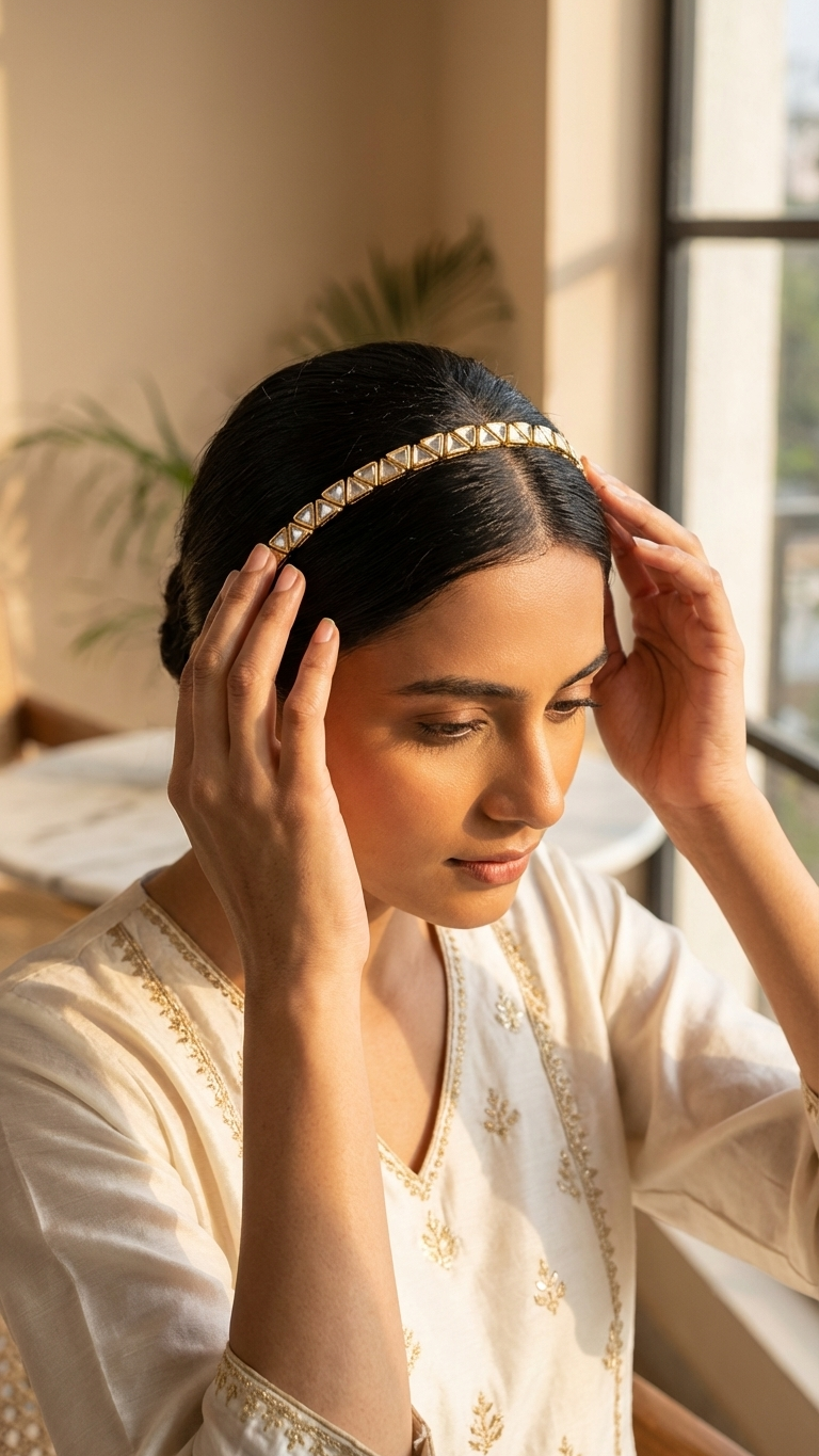Kundan silk thread head bands SN-01-0000187