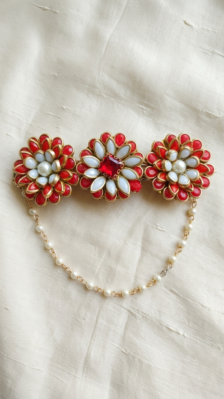 Party wear pearl Kundan hair clip SN-01-0000156