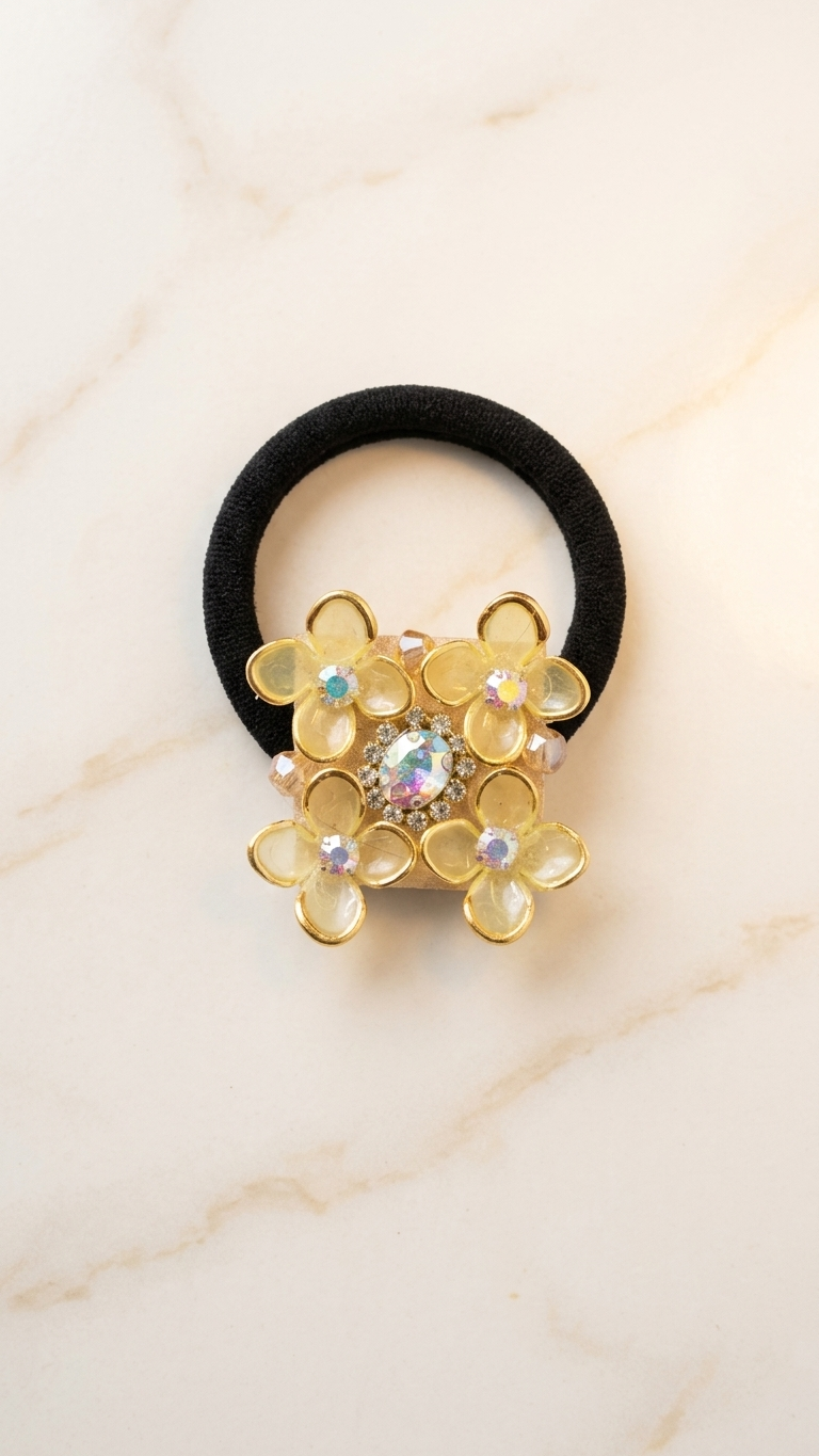 Brooch Petal and crystal Hair Tie (SN-01-0000056)