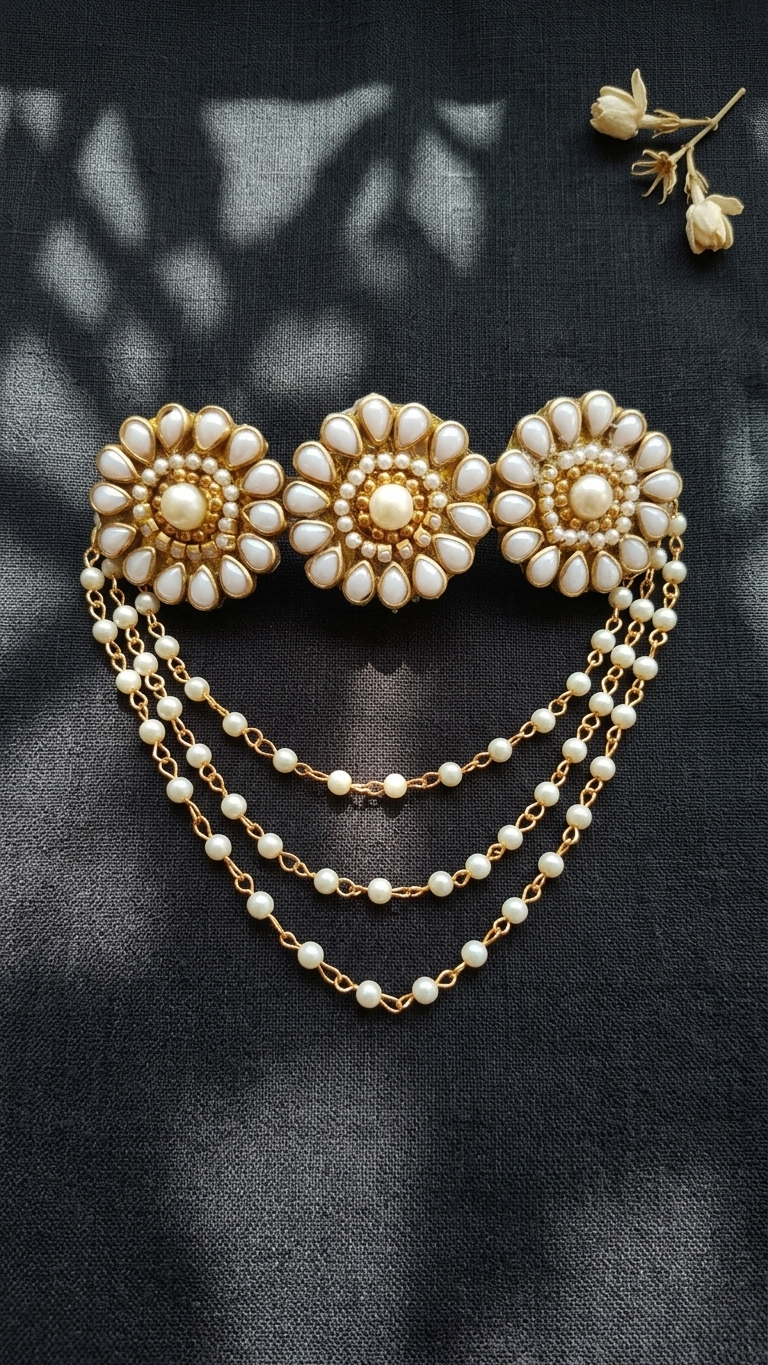 Party wear pearl Kundan hair clip SN-01-0000155