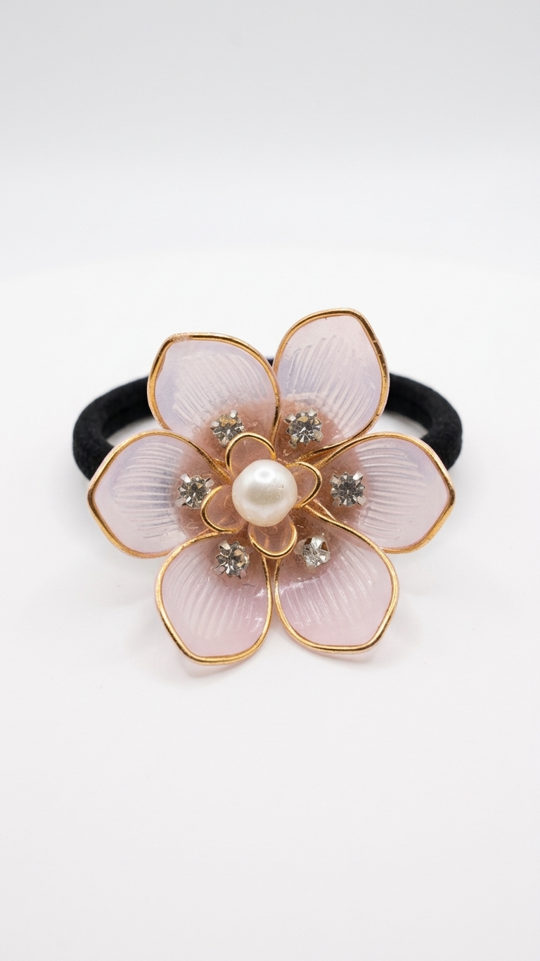 Brooch Petal and crystal Hair Tie (SN-01-0000052)