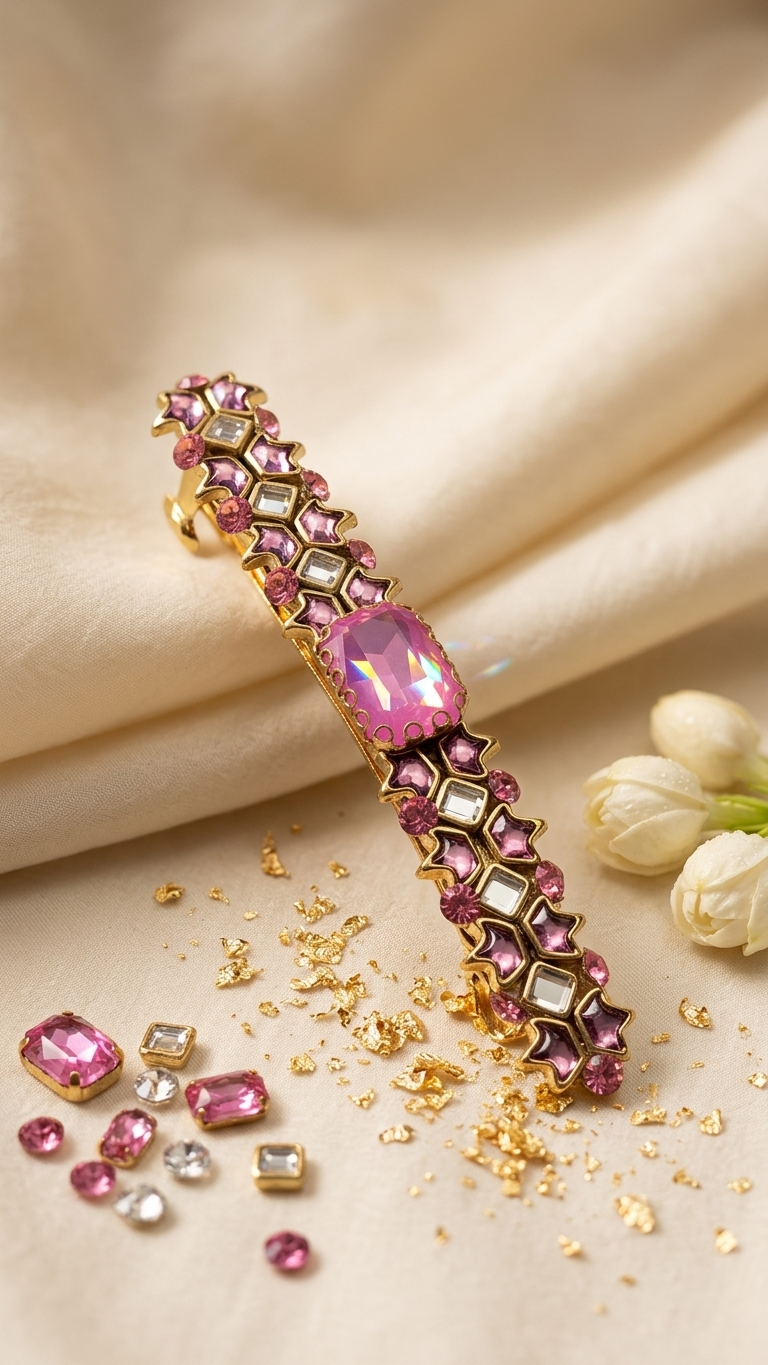 Simple Kundan Clips - 8cm (SN-01-0000007)