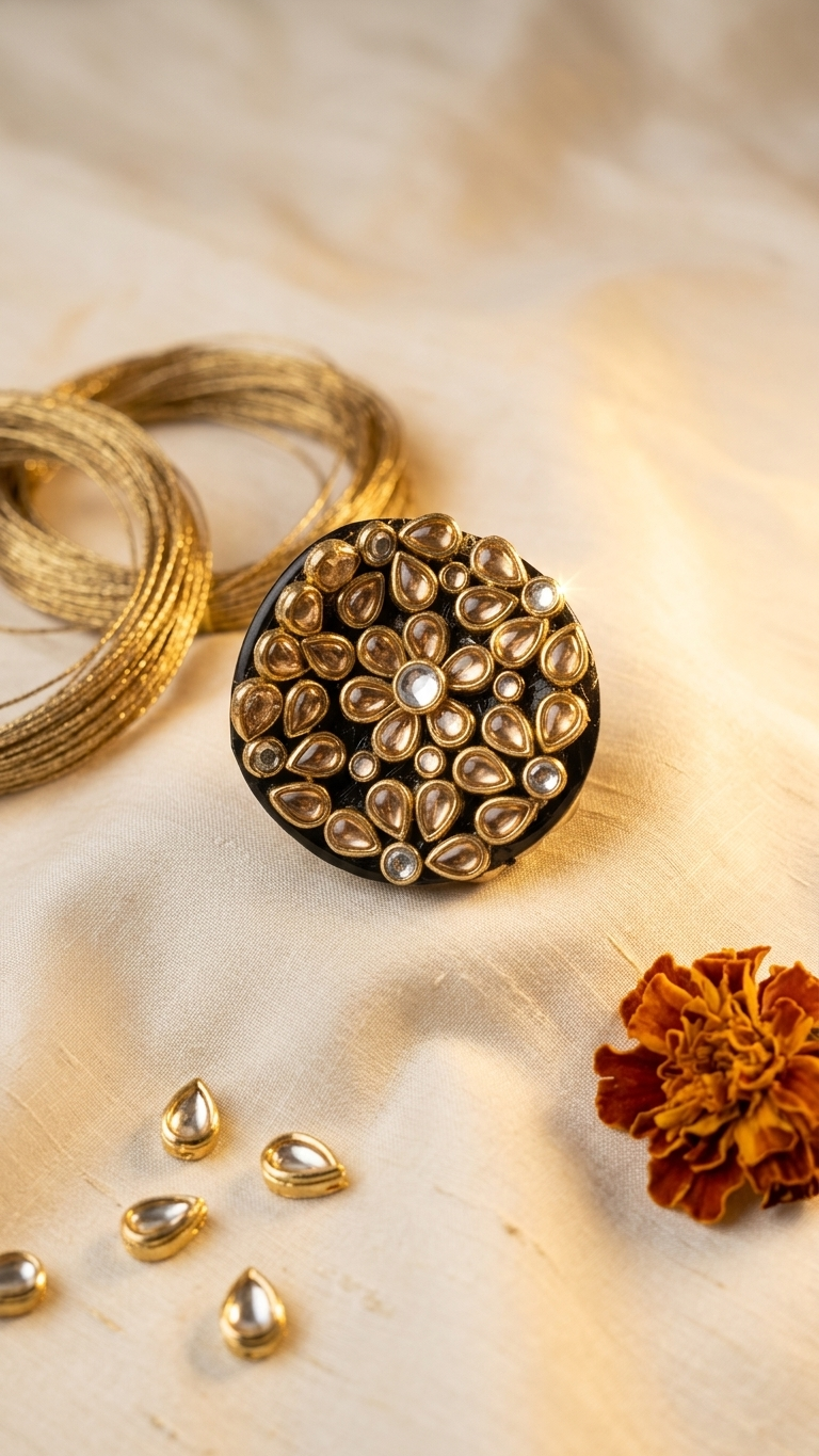 Kundan hair clutch big( 6cm*6cm)  SN-01-0000119