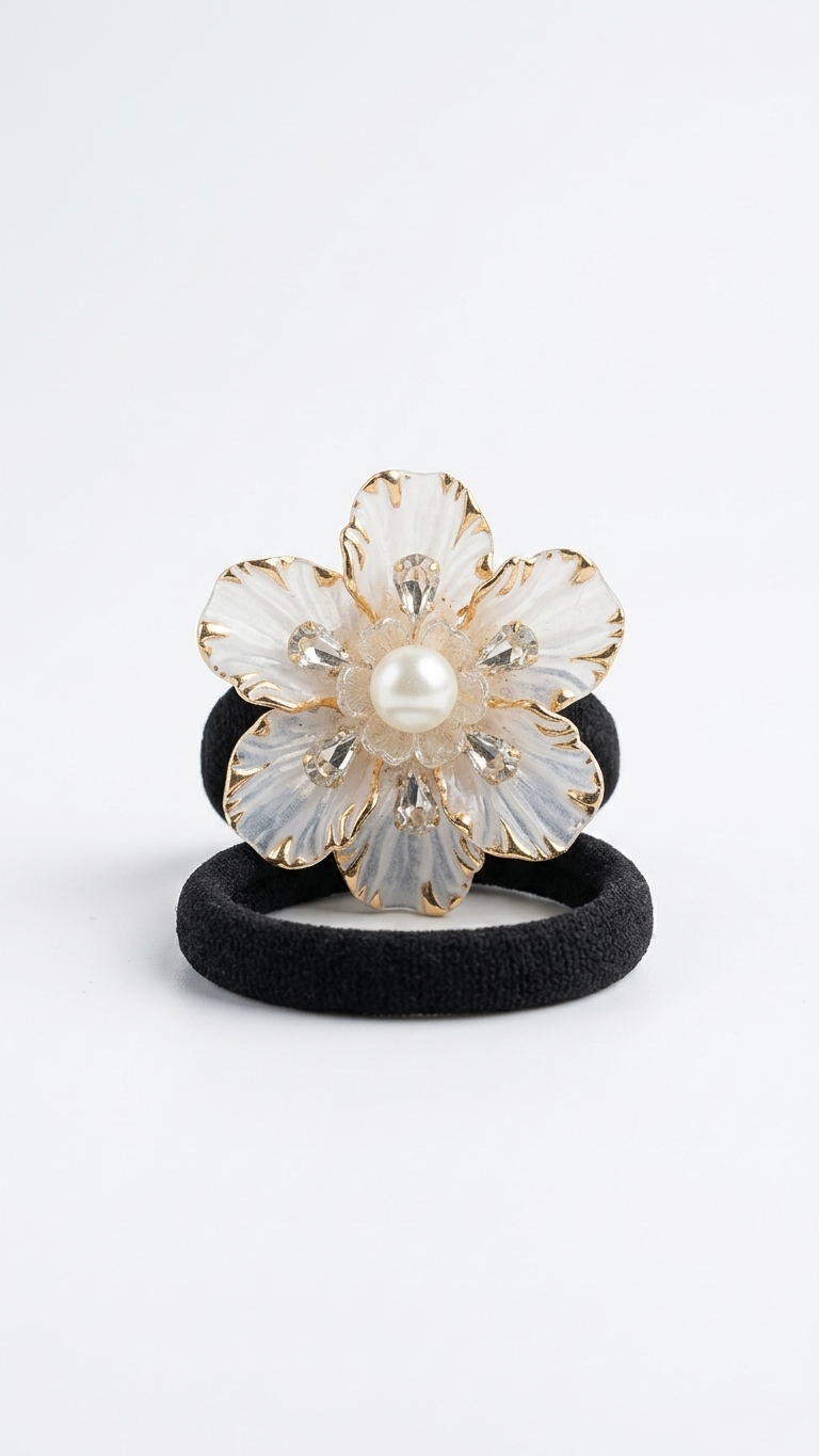 Brooch Petal and crystal Hair Tie (SN-01-0000058)