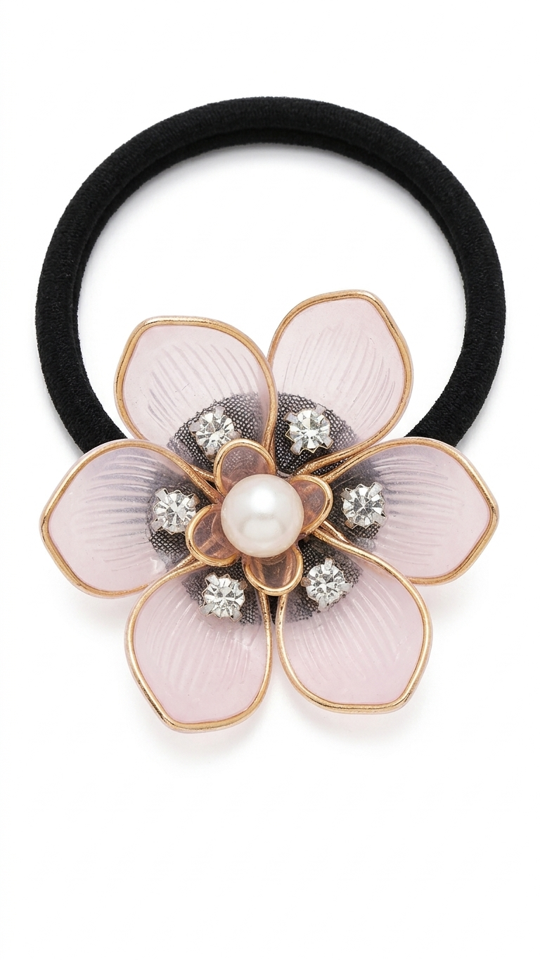 Brooch Petal and crystal Hair Tie (SN-01-0000052)
