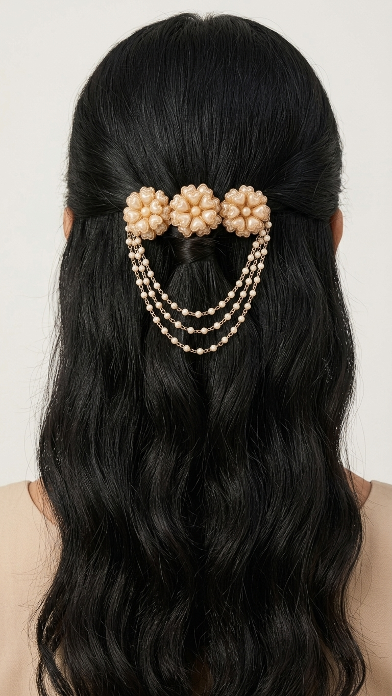 Party wear pearl Kundan hair clip SN-01-0000157