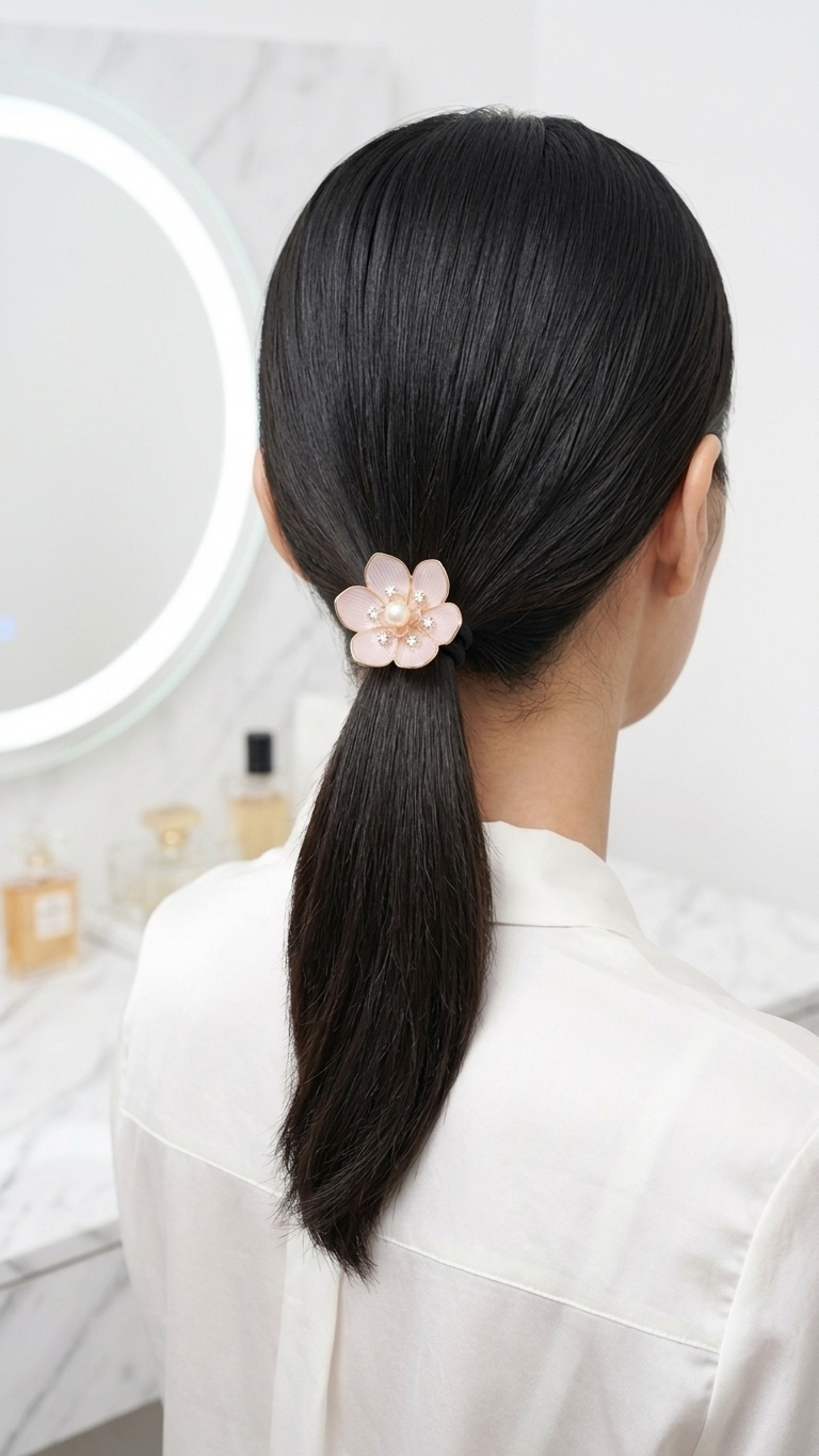 Brooch Petal and crystal Hair Tie (SN-01-0000052)