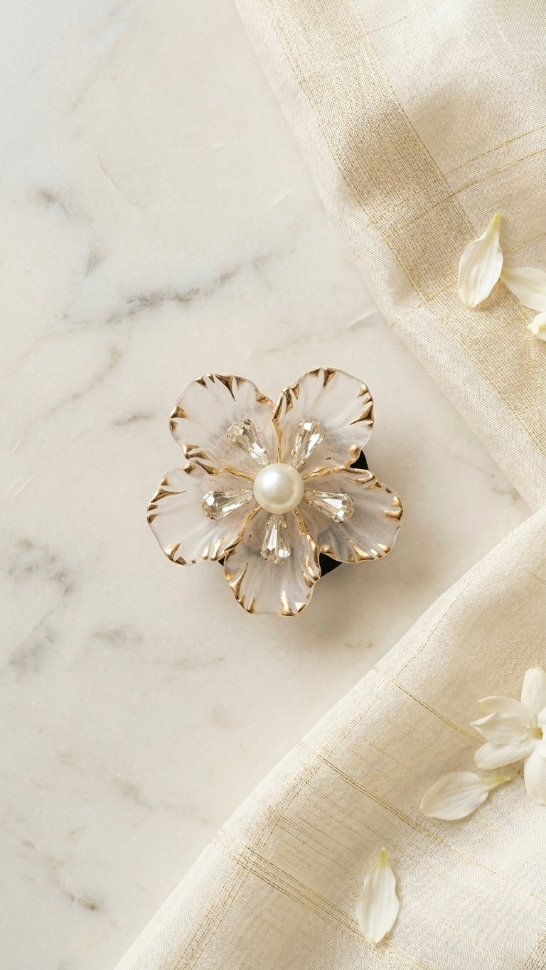Brooch Petal and crystal Hair Tie (SN-01-0000058)
