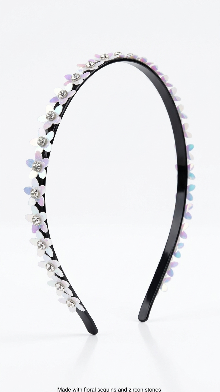 Sequinned Floral Kundan Hair Band for SN-01-0000230