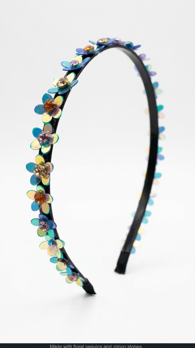 Sequinned floral hair band SN-01-0000232