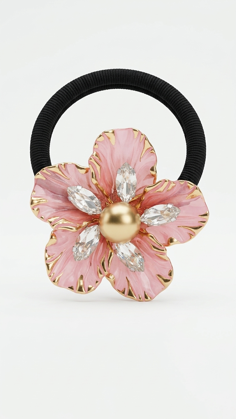 Brooch Petal and crystal Hair Tie (SN-01-0000054)