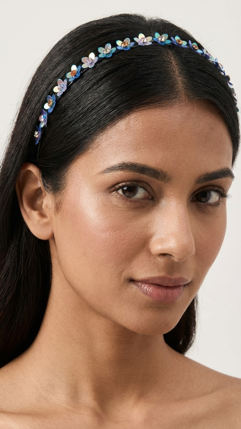 Sequinned floral hair band SN-01-0000232