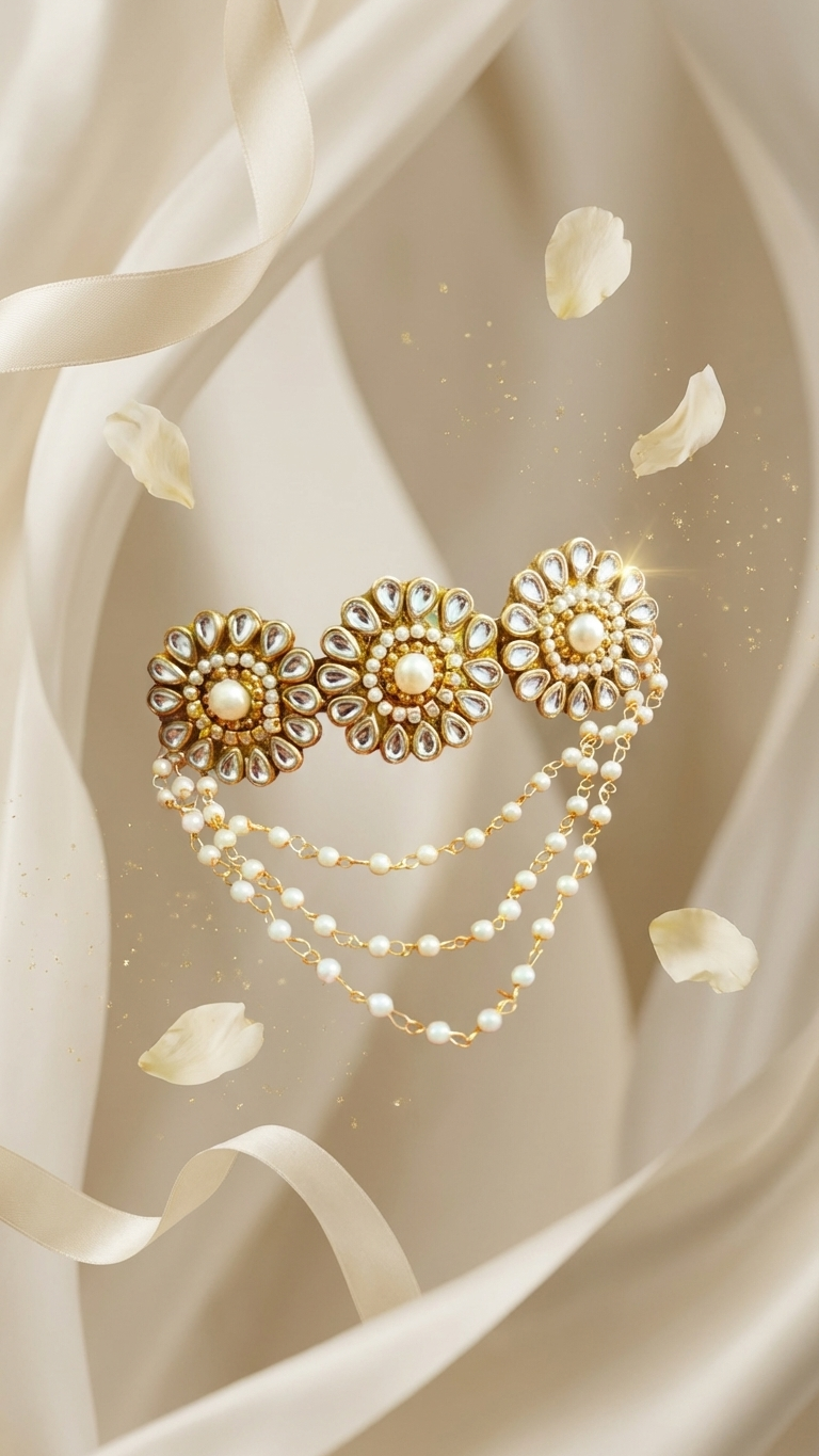 Party wear pearl Kundan hair clip SN-01-0000155