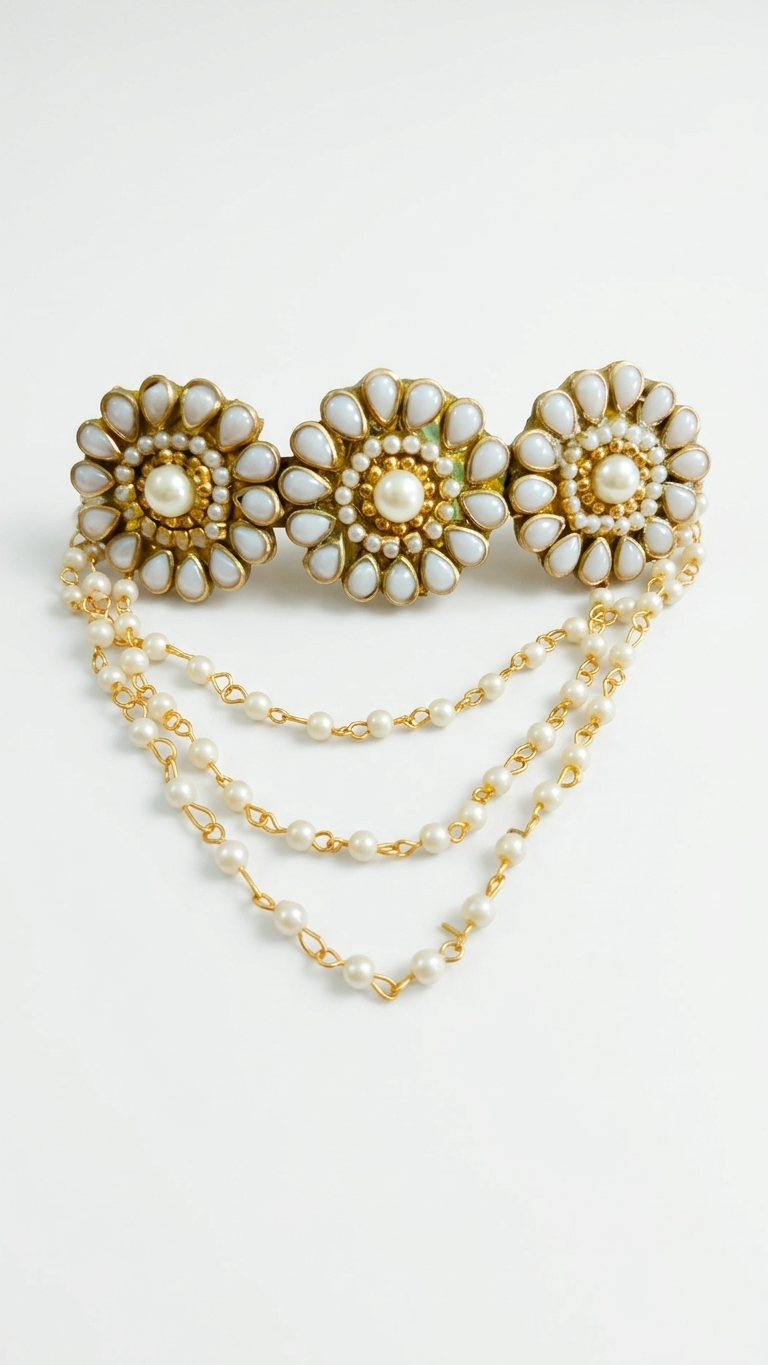 Party wear pearl Kundan hair clip SN-01-0000158