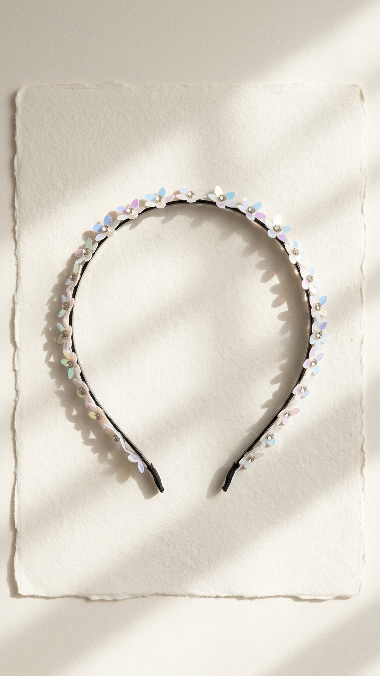 Sequinned Floral Kundan Hair Band for SN-01-0000230