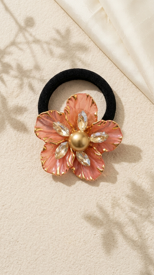Brooch Petal and crystal Hair Tie (SN-01-0000054)