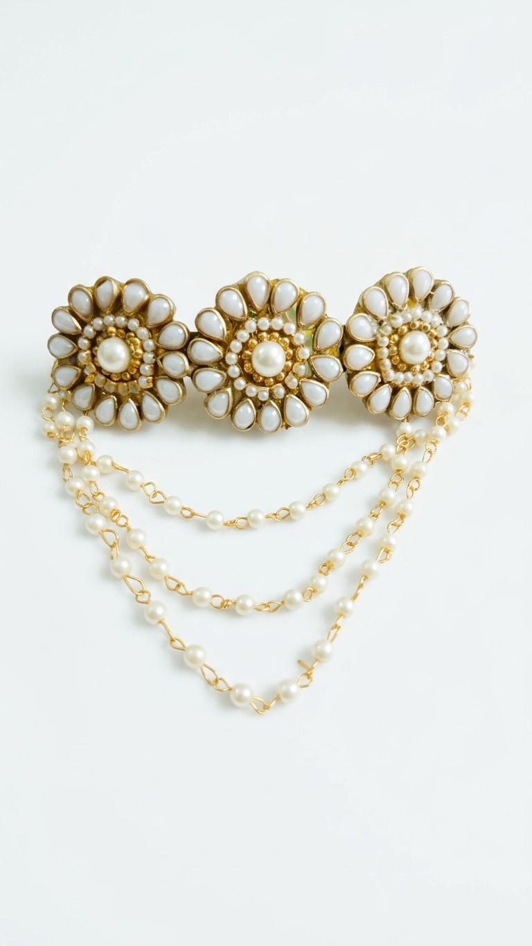 Party wear pearl Kundan hair clip SN-01-0000158