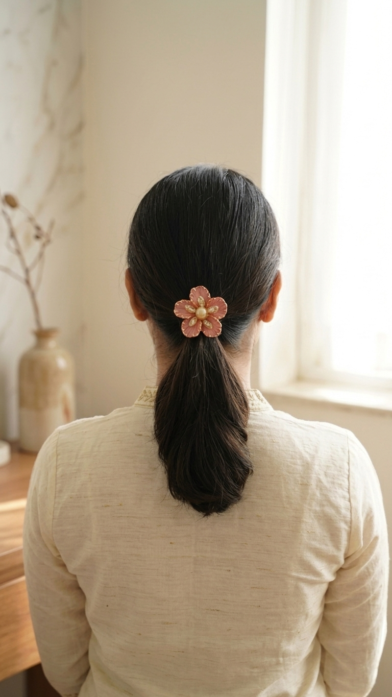 Brooch Petal and crystal Hair Tie (SN-01-0000054)