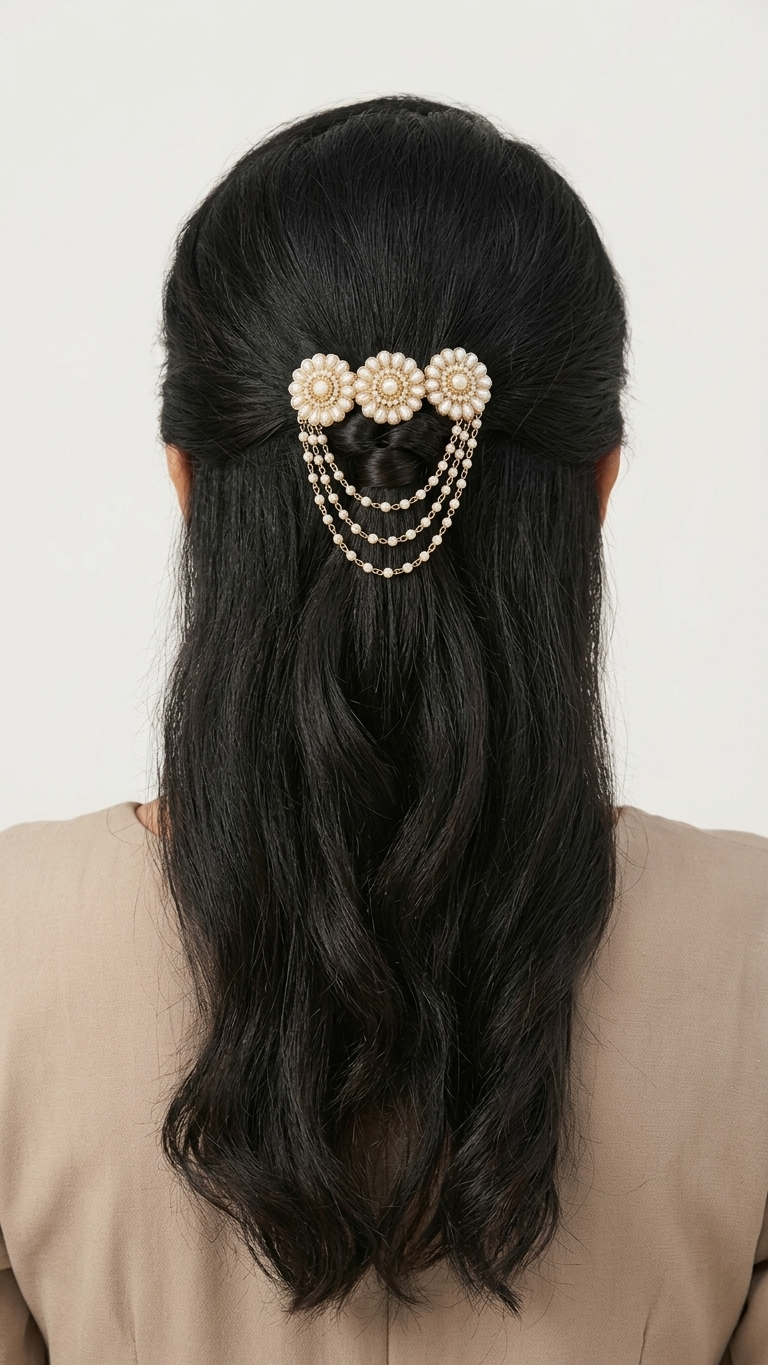 Party wear pearl Kundan hair clip SN-01-0000158