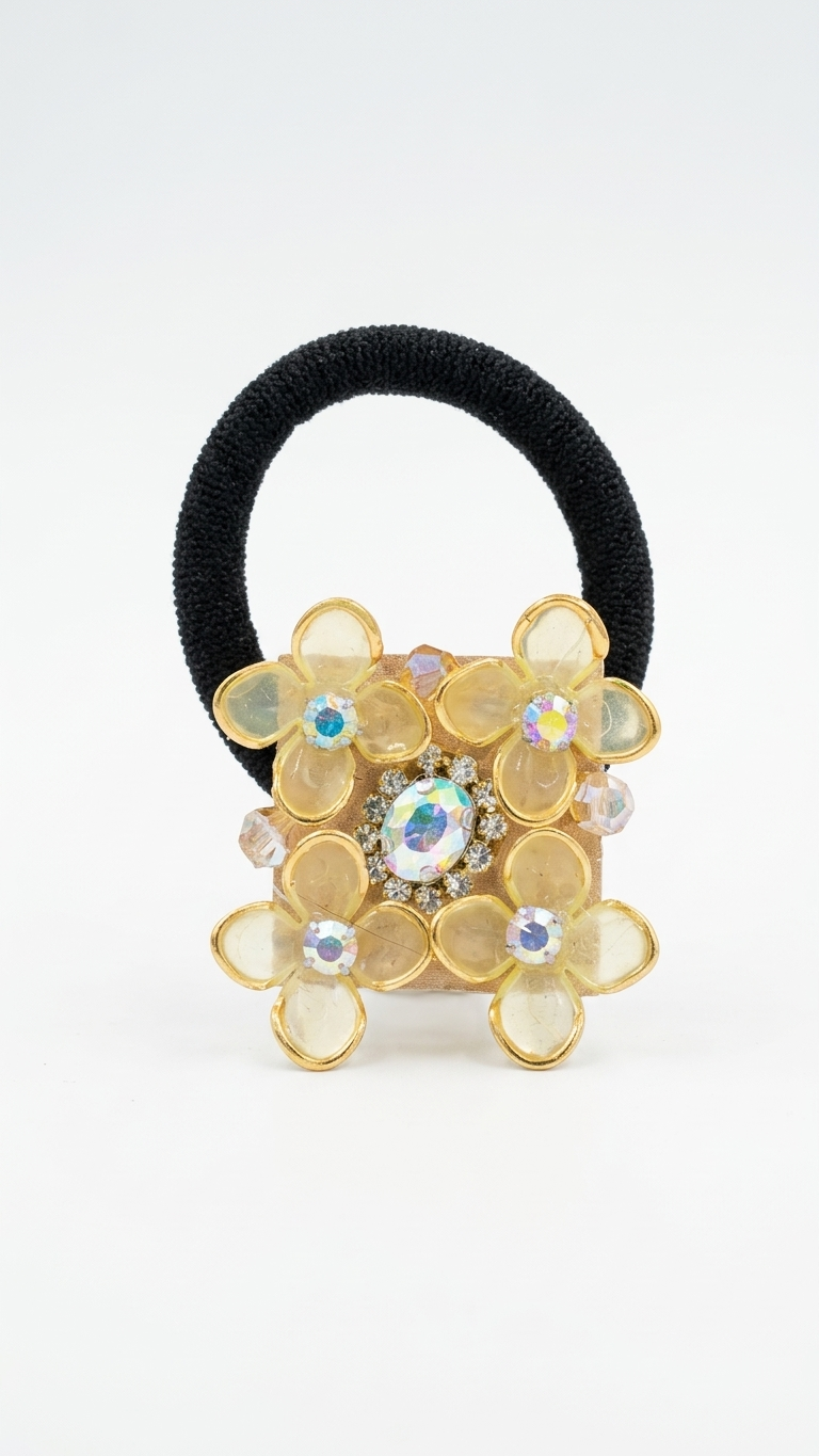 Brooch Petal and crystal Hair Tie (SN-01-0000056)