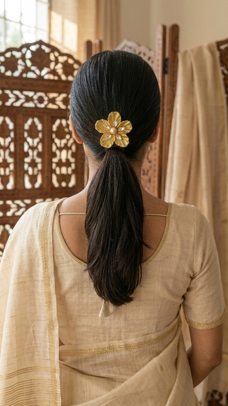 Brooch Petal and crystal Hair Tie (SN-01-0000050)