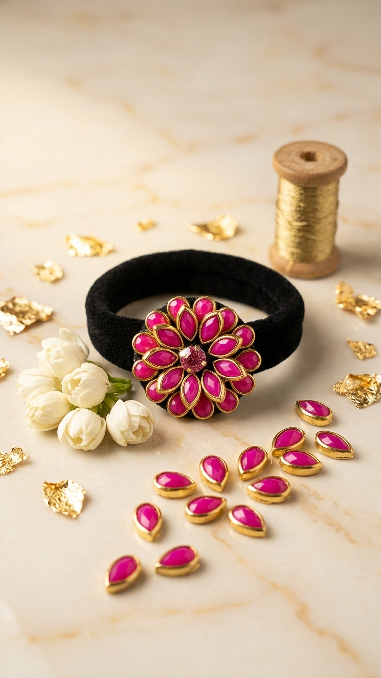 Small Kundan Hair Ties SN-01-0000257