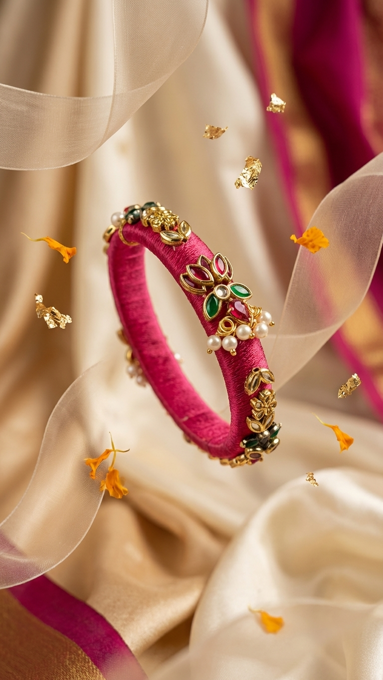 Thin Kundan bangles(single piece) SN-01-0000228