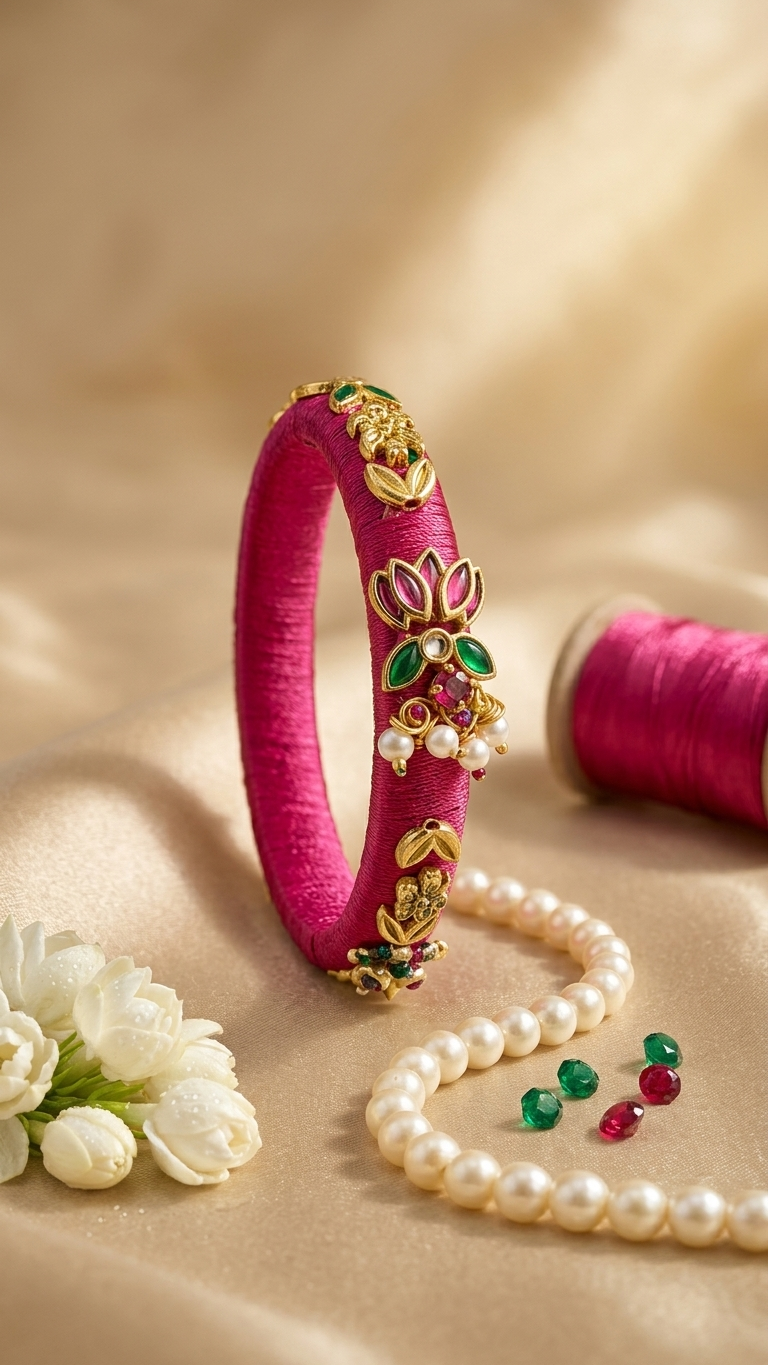 Thin Kundan bangles(single piece) SN-01-0000228